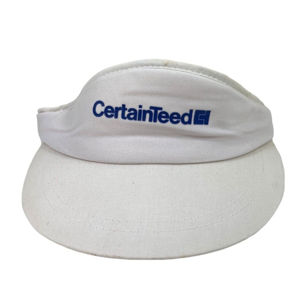 Vintage CertainTeed White Adjustable Visor Hat 75% Cotton 25% Polyester 33f